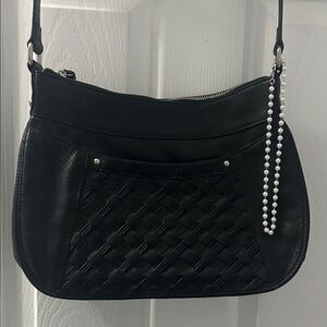 B. Makowsky Elegant Black Leather Shoulder Bag